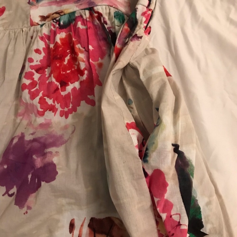 Watercolor Floral Sundress, Cream Pink and Purple, size Medium - Picture 8 of 16